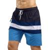 imageSILKWORLD Quick Dry Mens Swim Trunks with Compression Liner 7quot Mens Bathing Suits with Zip Pockets10adark Blueblue Stripes