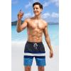 imageSILKWORLD Quick Dry Mens Swim Trunks with Compression Liner 7quot Mens Bathing Suits with Zip Pockets10adark Blueblue Stripes