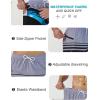 imageSILKWORLD Quick Dry Mens Swim Trunks with Compression Liner 7quot Mens Bathing Suits with Zip Pockets12alight Grayblue Stripes