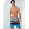 imageSILKWORLD Quick Dry Mens Swim Trunks with Compression Liner 7quot Mens Bathing Suits with Zip Pockets12alight Grayblue Stripes