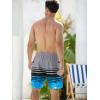 imageSILKWORLD Quick Dry Mens Swim Trunks with Compression Liner 7quot Mens Bathing Suits with Zip Pockets12alight Grayblue Stripes