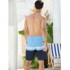 imageSILKWORLD Quick Dry Mens Swim Trunks with Compression Liner 7quot Mens Bathing Suits with Zip Pockets13agreyblue Stripes