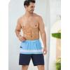 imageSILKWORLD Quick Dry Mens Swim Trunks with Compression Liner 7quot Mens Bathing Suits with Zip Pockets13agreyblue Stripes
