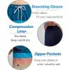 imageSILKWORLD Quick Dry Mens Swim Trunks with Compression Liner 7quot Mens Bathing Suits with Zip Pockets14adark Blueorange Stripes