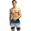imageSILKWORLD Quick Dry Mens Swim Trunks with Compression Liner 7quot Mens Bathing Suits with Zip Pockets14adark Blueorange Stripes