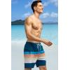 imageSILKWORLD Quick Dry Mens Swim Trunks with Compression Liner 7quot Mens Bathing Suits with Zip Pockets14adark Blueorange Stripes