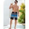 imageSILKWORLD Quick Dry Mens Swim Trunks with Compression Liner 7quot Mens Bathing Suits with Zip Pockets1ablackblue Stripes