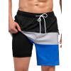 imageSILKWORLD Quick Dry Mens Swim Trunks with Compression Liner 7quot Mens Bathing Suits with Zip Pockets2ablackgrey Stripes