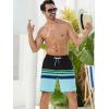 imageSILKWORLD Quick Dry Mens Swim Trunks with Compression Liner 7quot Mens Bathing Suits with Zip Pockets3ablackcyan Stripes