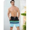 imageSILKWORLD Quick Dry Mens Swim Trunks with Compression Liner 7quot Mens Bathing Suits with Zip Pockets3ablackcyan Stripes