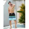 imageSILKWORLD Quick Dry Mens Swim Trunks with Compression Liner 7quot Mens Bathing Suits with Zip Pockets3ablackcyan Stripes