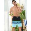 imageSILKWORLD Quick Dry Mens Swim Trunks with Compression Liner 7quot Mens Bathing Suits with Zip Pockets3ablackcyan Stripes
