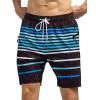 imageSILKWORLD Quick Dry Mens Swim Trunks with Compression Liner 7quot Mens Bathing Suits with Zip Pockets4ablackblue Stripes