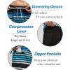imageSILKWORLD Quick Dry Mens Swim Trunks with Compression Liner 7quot Mens Bathing Suits with Zip Pockets4ablackblue Stripes