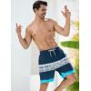 imageSILKWORLD Quick Dry Mens Swim Trunks with Compression Liner 7quot Mens Bathing Suits with Zip Pockets6adark Bluewhite Stripes