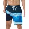imageSILKWORLD Quick Dry Mens Swim Trunks with Compression Liner 7quot Mens Bathing Suits with Zip Pockets7adark Blueblue Stripes