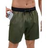 imageSILKWORLD Quick Dry Mens Swim Trunks with Compression Liner 7quot Mens Bathing Suits with Zip PocketsArmy Green