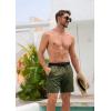imageSILKWORLD Quick Dry Mens Swim Trunks with Compression Liner 7quot Mens Bathing Suits with Zip PocketsArmy Green