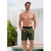 imageSILKWORLD Quick Dry Mens Swim Trunks with Compression Liner 7quot Mens Bathing Suits with Zip PocketsArmy Green