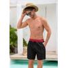 imageSILKWORLD Quick Dry Mens Swim Trunks with Compression Liner 7quot Mens Bathing Suits with Zip PocketsBlack Red
