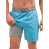 imageSILKWORLD Quick Dry Mens Swim Trunks with Compression Liner 7quot Mens Bathing Suits with Zip PocketsBlue