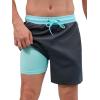 imageSILKWORLD Quick Dry Mens Swim Trunks with Compression Liner 7quot Mens Bathing Suits with Zip PocketsDark Grey