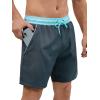 imageSILKWORLD Quick Dry Mens Swim Trunks with Compression Liner 7quot Mens Bathing Suits with Zip PocketsDark Grey