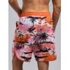 imageSILKWORLD Quick Dry Mens Swim Trunks with Compression Liner 7quot Mens Bathing Suits with Zip PocketsR6orange Coconut Trees