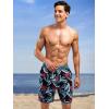 imageSILKWORLD Quick Dry Mens Swim Trunks with Compression Liner 7quot Mens Bathing Suits with Zip PocketsR8 Grey Leaves