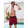 imageSILKWORLD Quick Dry Mens Swim Trunks with Compression Liner 7quot Mens Bathing Suits with Zip PocketsWine Red