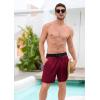 imageSILKWORLD Quick Dry Mens Swim Trunks with Compression Liner 7quot Mens Bathing Suits with Zip PocketsWine Red