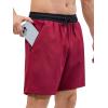 imageSILKWORLD Quick Dry Mens Swim Trunks with Compression Liner 7quot Mens Bathing Suits with Zip PocketsWine Red