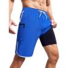 imageSILKWORLD Mens Swim Trunks with Compression Liner 9 Inch Long Bathing Suit 2 in 1 Beach Quick Dry Shorts with PocketsDeep Blue