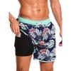 imageSILKWORLD Quick Dry Mens Swim Trunks with Compression Liner 7quot Mens Bathing Suits with Zip PocketsA5leavesdark Navy