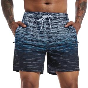 imageSILKWORLD Mens Swim Trunks Quick Dry Beach Shorts with PocketsMq18zipblack Multiline