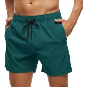 imageSILKWORLD Mens Swim Trunks Quick Dry Beach Shorts with PocketsMq18zipdark Turquoise