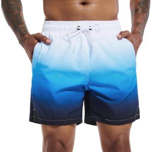 imageSILKWORLD Mens Swim Trunks Quick Dry Beach Shorts with PocketsMq18zipwhiteblueblack Gradient