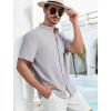 imageSILKWORLD Hawaiian Shirt for Men Regular Fit Short Sleeve Mens Beach Shirts Vacation Print Casual ShirtsGrey