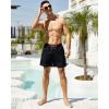 imageSILKWORLD Mens Beachwear Sets Including Mens Swim Trunks with Compression Liner ampamp Mens Navy Blue Cotton Linen Button Down Short Sleeve Shirts