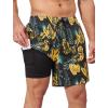 imageSILKWORLD Mens Casual Button Down Shirts 2 Piece Short Sleeve Outfits Hawaiian Shirt and Shorts SetA2yellow Leaf