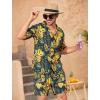 imageSILKWORLD Mens Casual Button Down Shirts 2 Piece Short Sleeve Outfits Hawaiian Shirt and Shorts SetA2yellow Leaf