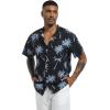 imageSILKWORLD Mens Casual Button Down Shirts Short Sleeve Band Collar Shirts Cotton Linen Mens Henley Hawaiian Shirt with Pocket10anavy Coconut Tree