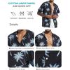 imageSILKWORLD Mens Casual Button Down Shirts Short Sleeve Band Collar Shirts Cotton Linen Mens Henley Hawaiian Shirt with Pocket10anavy Coconut Tree