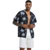 imageSILKWORLD Mens Casual Button Down Shirts Short Sleeve Band Collar Shirts Cotton Linen Mens Henley Hawaiian Shirt with Pocket10anavy Coconut Tree
