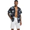 imageSILKWORLD Mens Casual Button Down Shirts Short Sleeve Band Collar Shirts Cotton Linen Mens Henley Hawaiian Shirt with Pocket10anavy Coconut Tree