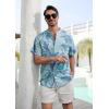 imageSILKWORLD Mens Casual Button Down Shirts Short Sleeve Band Collar Shirts Cotton Linen Mens Henley Hawaiian Shirt with Pocket11anavy Coconut Tree