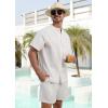 imageSILKWORLD Mens Casual Button Down Shirts Short Sleeve Band Collar Shirts Cotton Linen Mens Henley Hawaiian Shirt with Pocket1awhite