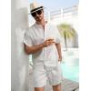 imageSILKWORLD Mens Casual Button Down Shirts Short Sleeve Band Collar Shirts Cotton Linen Mens Henley Hawaiian Shirt with Pocket1awhite