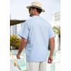 imageSILKWORLD Mens Casual Button Down Shirts Short Sleeve Band Collar Shirts Cotton Linen Mens Henley Hawaiian Shirt with Pocket2alight Blue
