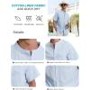 imageSILKWORLD Mens Casual Button Down Shirts Short Sleeve Band Collar Shirts Cotton Linen Mens Henley Hawaiian Shirt with Pocket2alight Blue